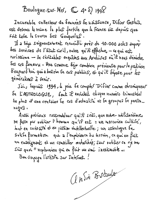 Texte manuscrit d'André Barbault