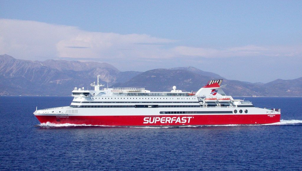 Le Superfast XI en mer en juillet 2006 au large de la Grèce ; photo : Konstantinos Dafalias, visible sur Wikipedia.