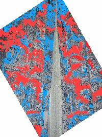 Le beau rideau tout bleu tout rouge
