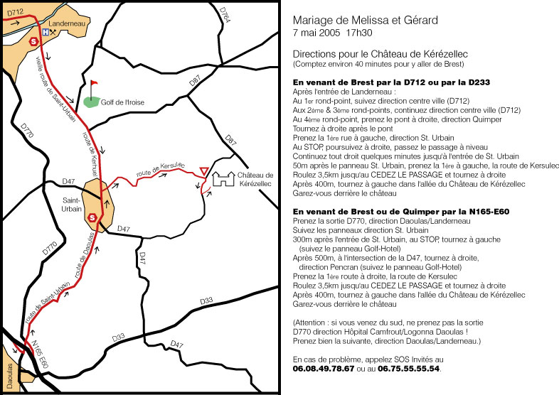 Directions vers château
