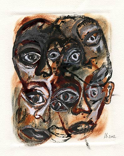 4 Faces on paper