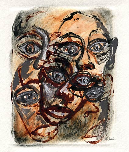 5 Faces on paper