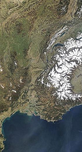 Valle du Rhne par satellite