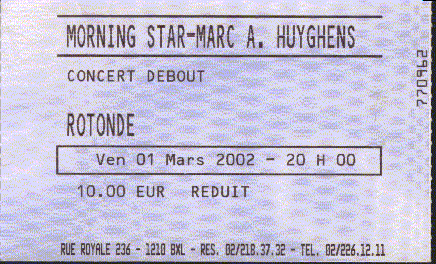 Botanique 01-03-2002 - Ticket