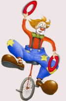 gif anim clown sur un monocycle