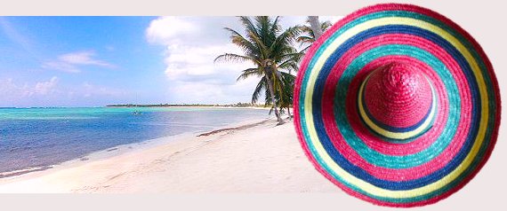 plage du mexique et chapeau mexicain